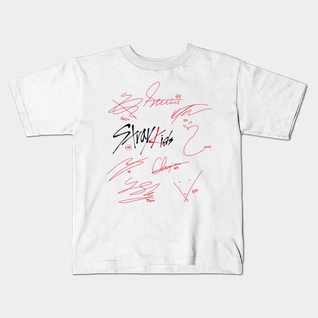 Design with the autographs of the stray kids group Kids T-Shirt by MBSdesing 